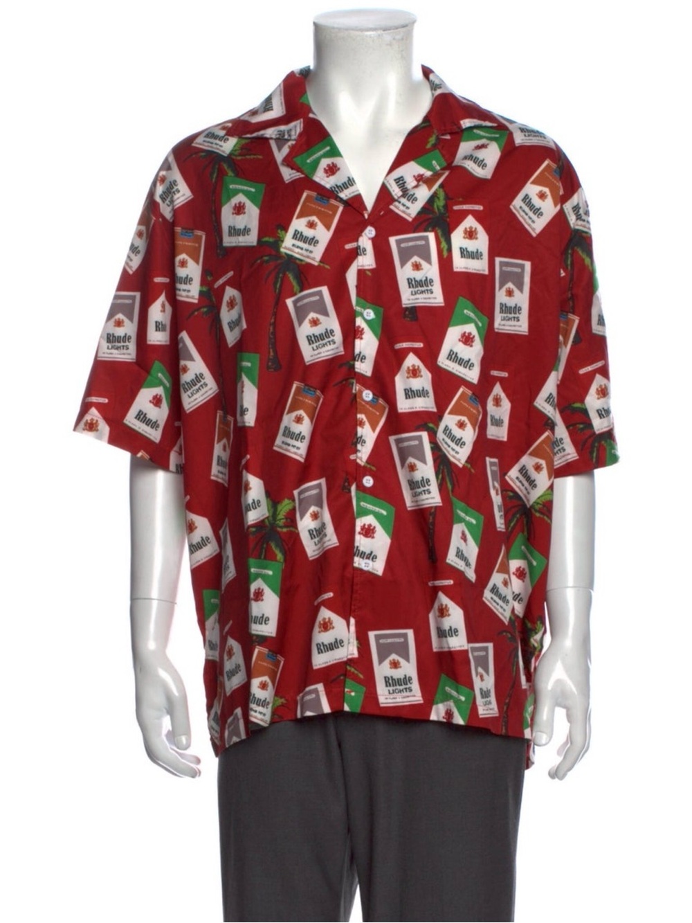 Rhude Red Graphic Camp Collar Short Sleeve Shirt